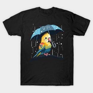 Cockatiel Rainy Day With Umbrella T-Shirt